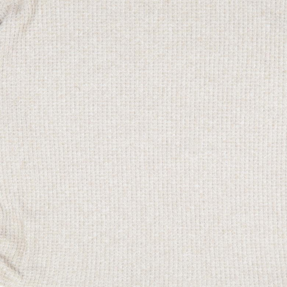 Papaya Womens Beige Round Neck Polyester Pullover Jumper Size M - Ruched Sides