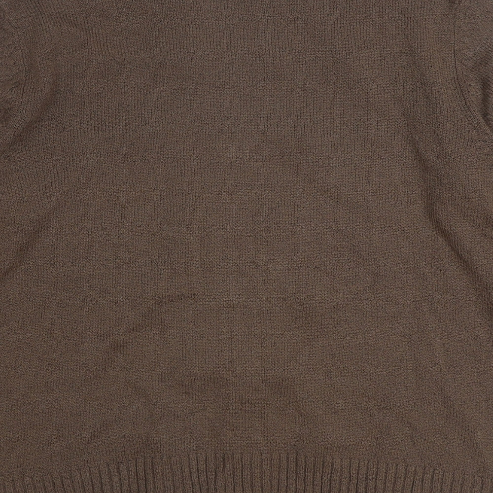 Bonmarché Womens Brown Collared Acrylic Full Zip Jumper Size M