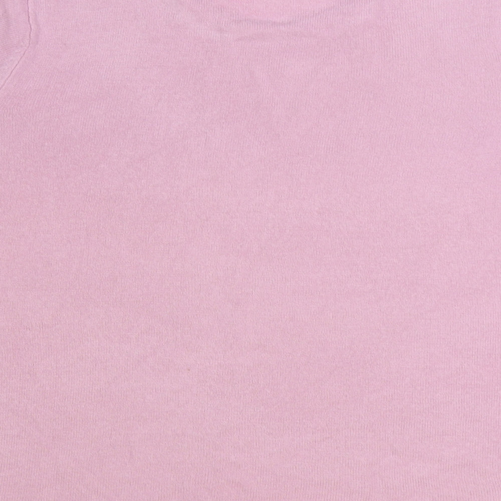 Bonmarché Womens Pink Round Neck Acrylic Pullover Jumper Size L