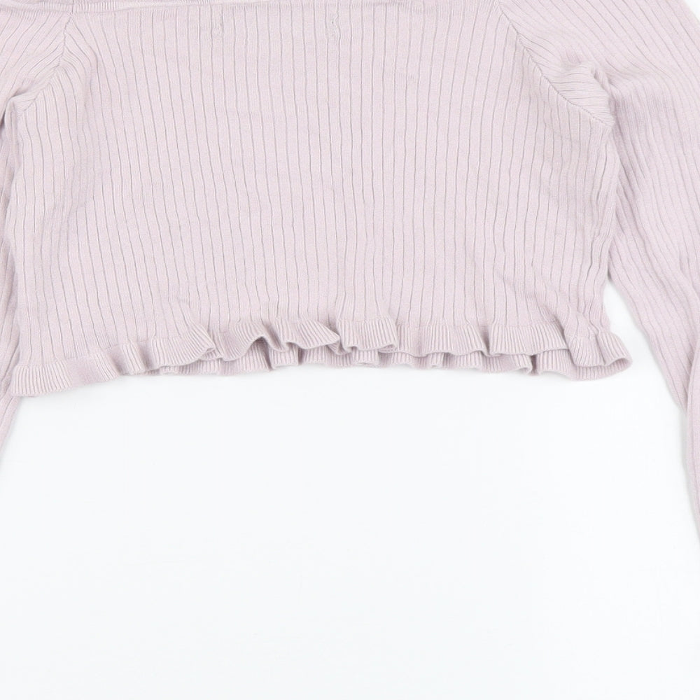 Threadbare Womens Pink Polyester Cropped Blouse Size 10 Square Neck