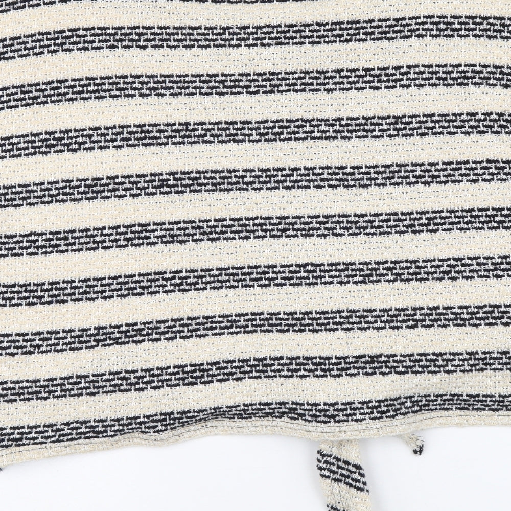 New Look Womens Beige Round Neck Striped Acrylic Pullover Jumper Size L