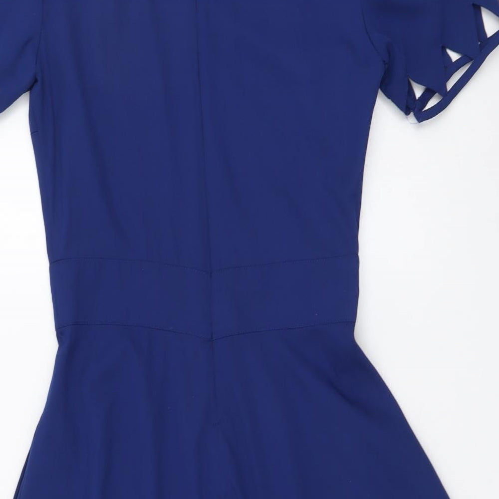ASOS Womens Blue Polyester Mini Size 6 Round Neck Zip