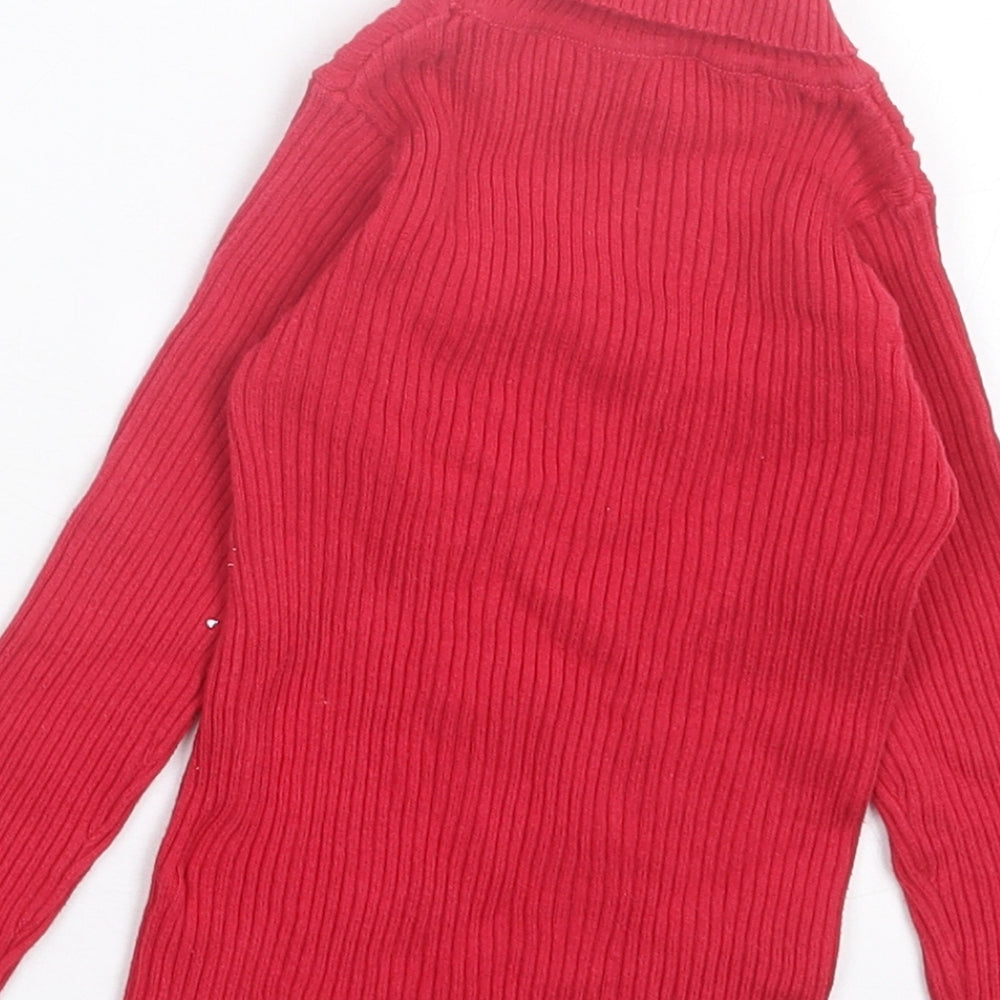 NEXT Girls Red Roll Neck Cotton Pullover Jumper Size 2 Years Pullover