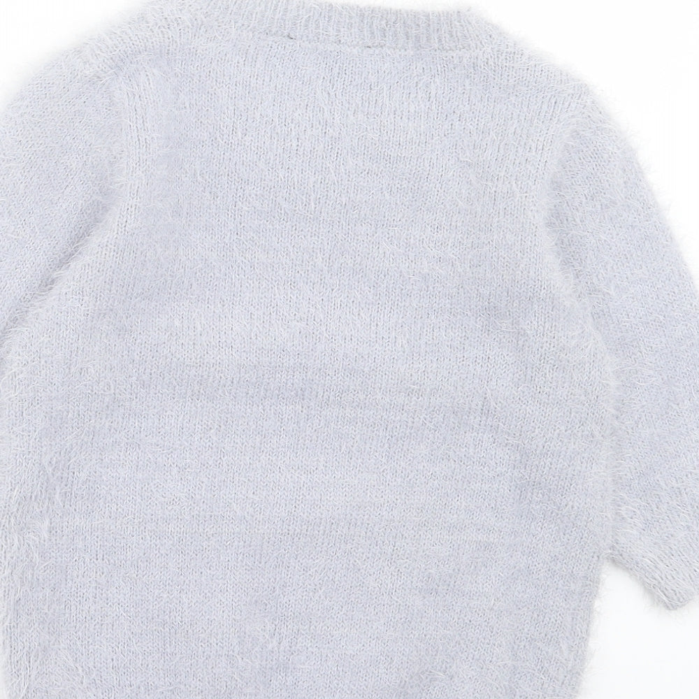 Golddigga Womens Blue Crew Neck Nylon Pullover Jumper Size 10