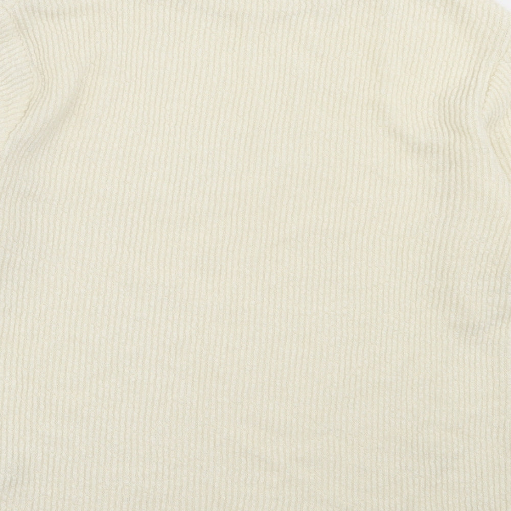 Zara Womens Ivory Crew Neck Acrylic Pullover Jumper Size S