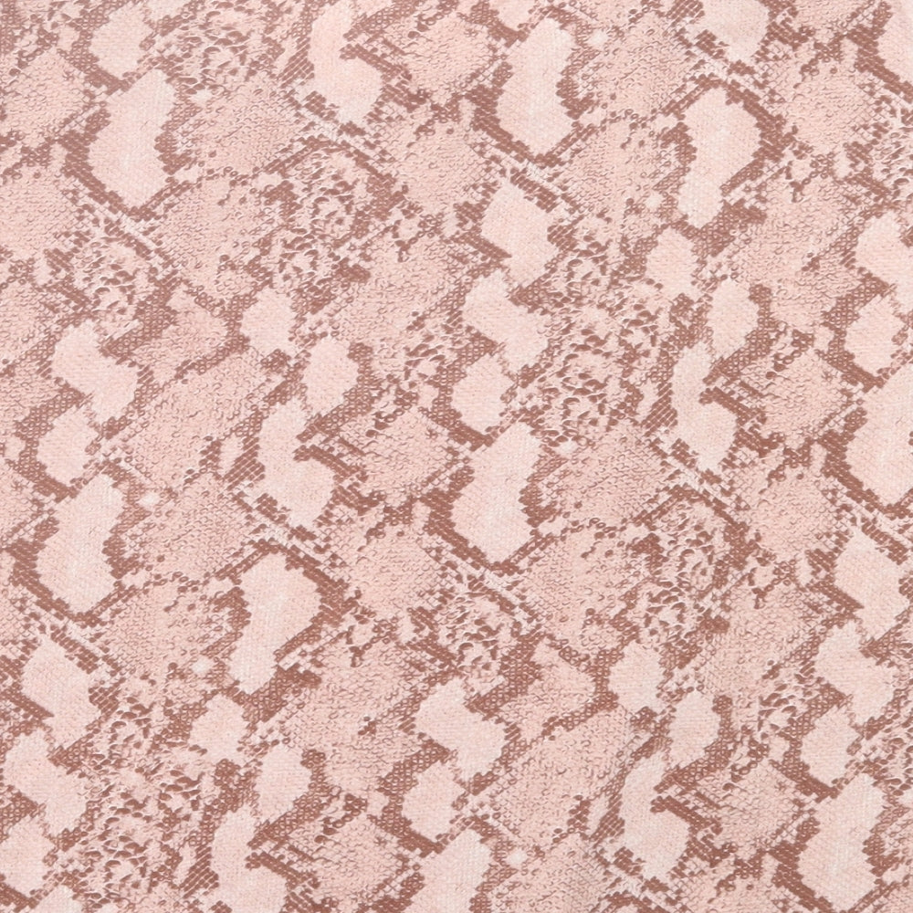H&M Womens Pink Animal Print Cotton Basic T-Shirt Size S Crew Neck - Snake Print