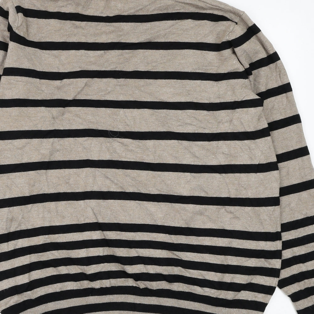 First Avenue Womens Brown Roll Neck Striped Viscose Pullover Jumper Size L