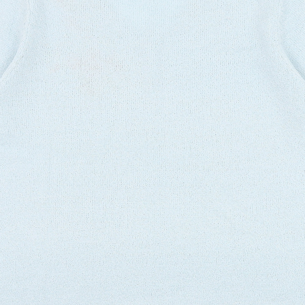 Bonmarché Womens Blue V-Neck Acrylic Pullover Jumper Size M - Flower