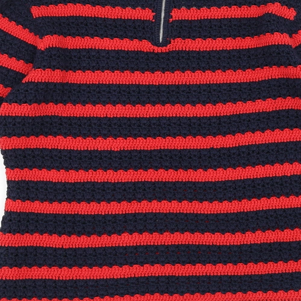 NEXT Womens Blue Round Neck Striped Cotton Pullover Jumper Size 8