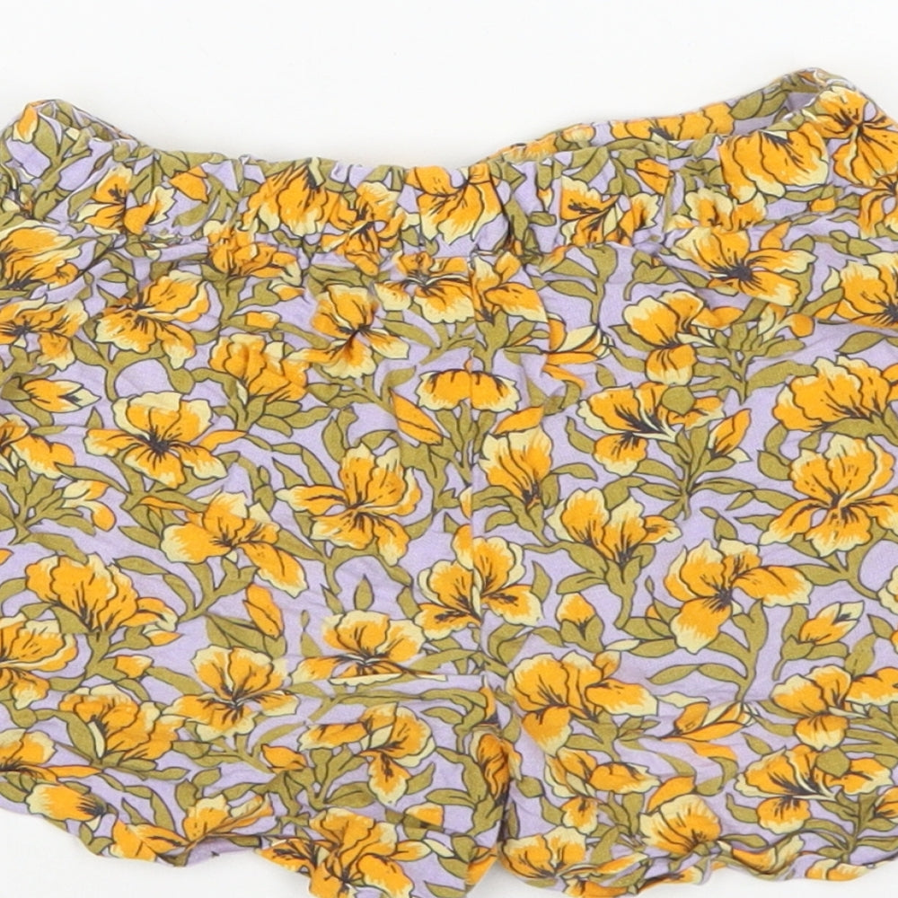 Zara Girls Multicoloured Floral Polyester Mini Skort Size 7 Years Regular Pull On