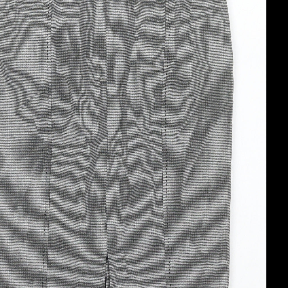 Marks & Spencer Womens Black Geometric Polyester Straight & Pencil Skirt Size 6 - Houndstooth print.
