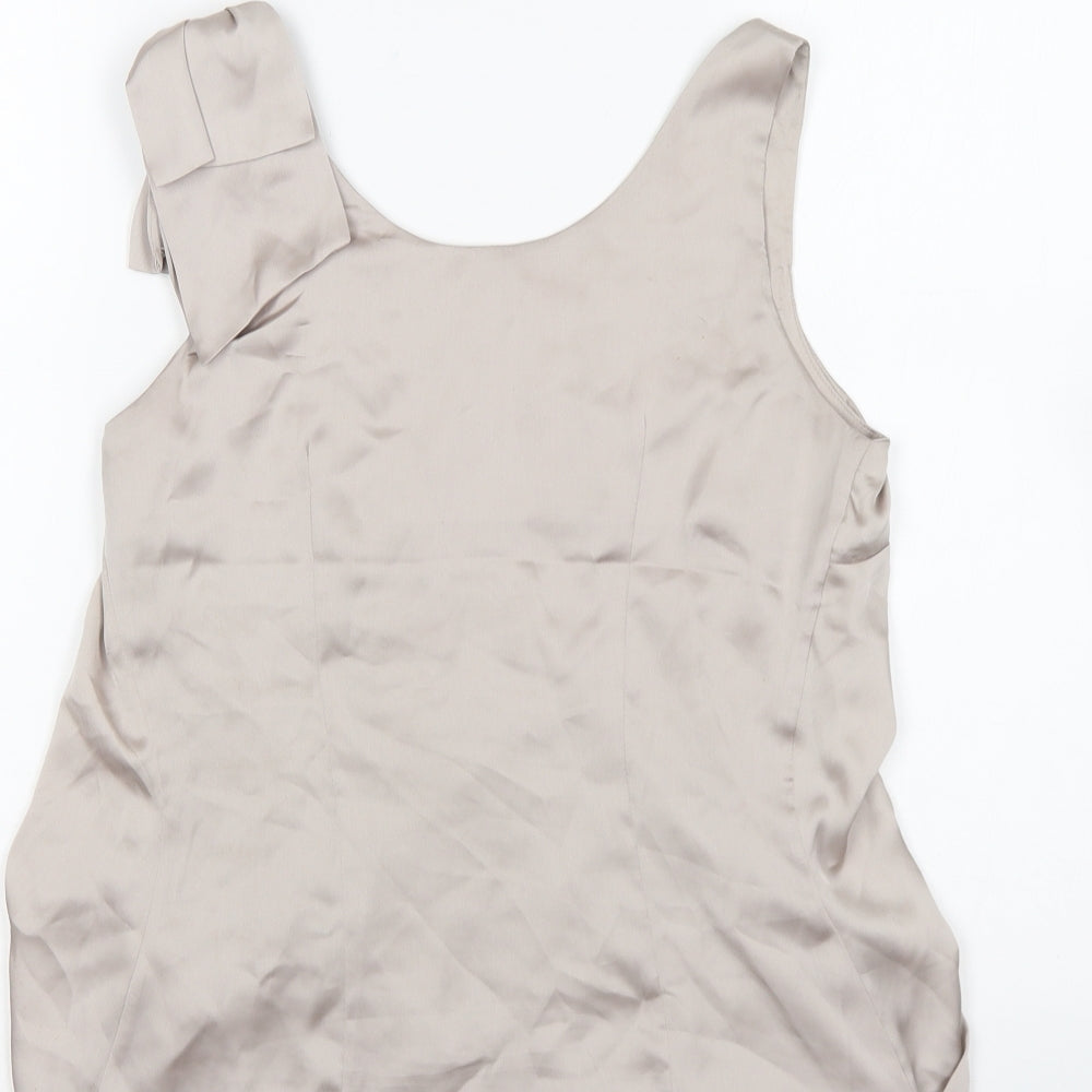 H&M Womens Silver Polyester Basic Blouse Size 6 Scoop Neck