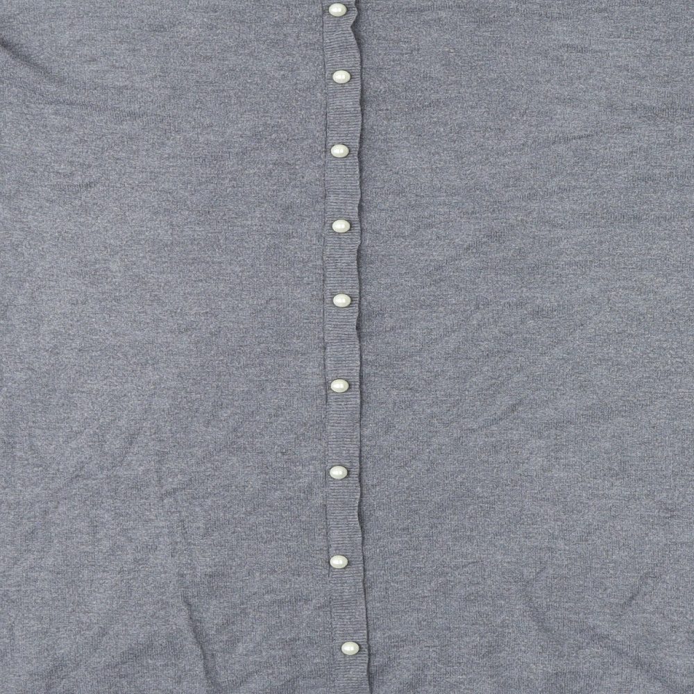 Preworn Womens Grey Polyester Basic T-Shirt Size L Round Neck - Peral