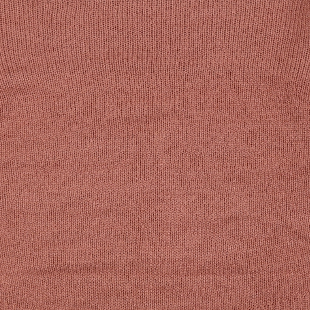 New Look Womens Pink Crew Neck Acrylic Pullover Jumper Size S