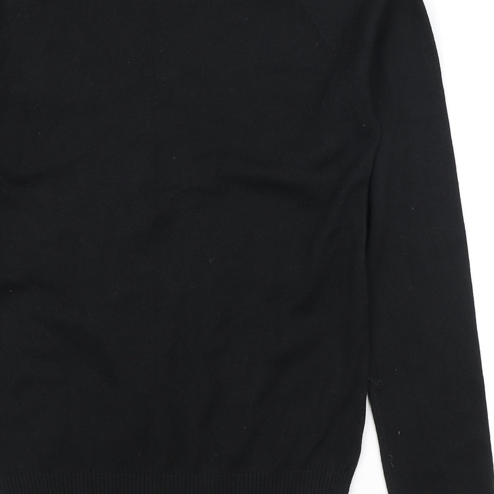 Preworn Womens Black V-Neck Cotton Pullover Jumper Size M
