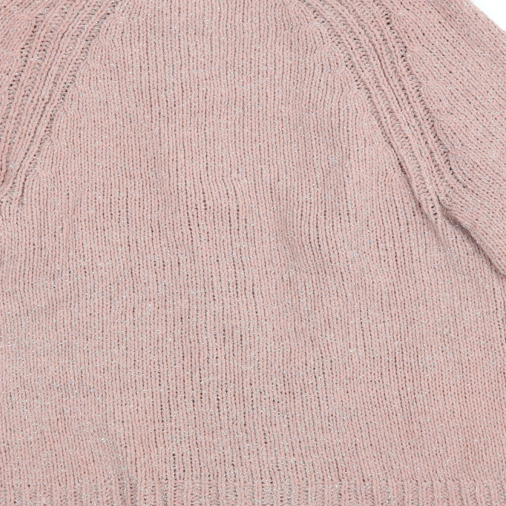 Mango Womens Pink V-Neck Polyamide Cardigan Jumper Size S