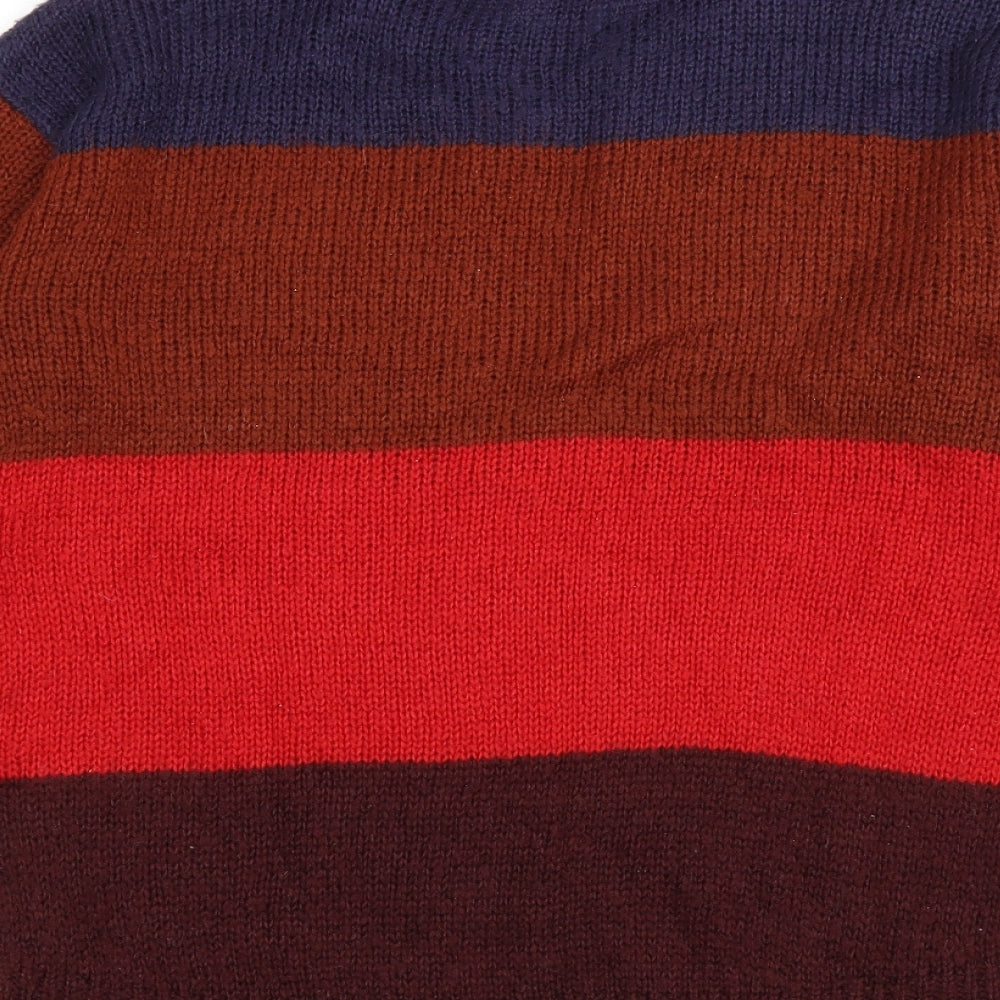 New Look Womens Multicoloured Round Neck Striped Acrylic Pullover Jumper Size S