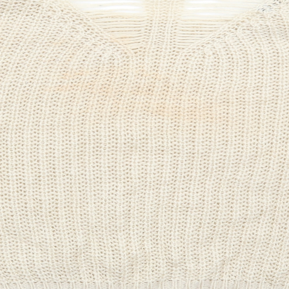 Internacionale Womens Beige Boat Neck Acrylic Pullover Jumper Size 16