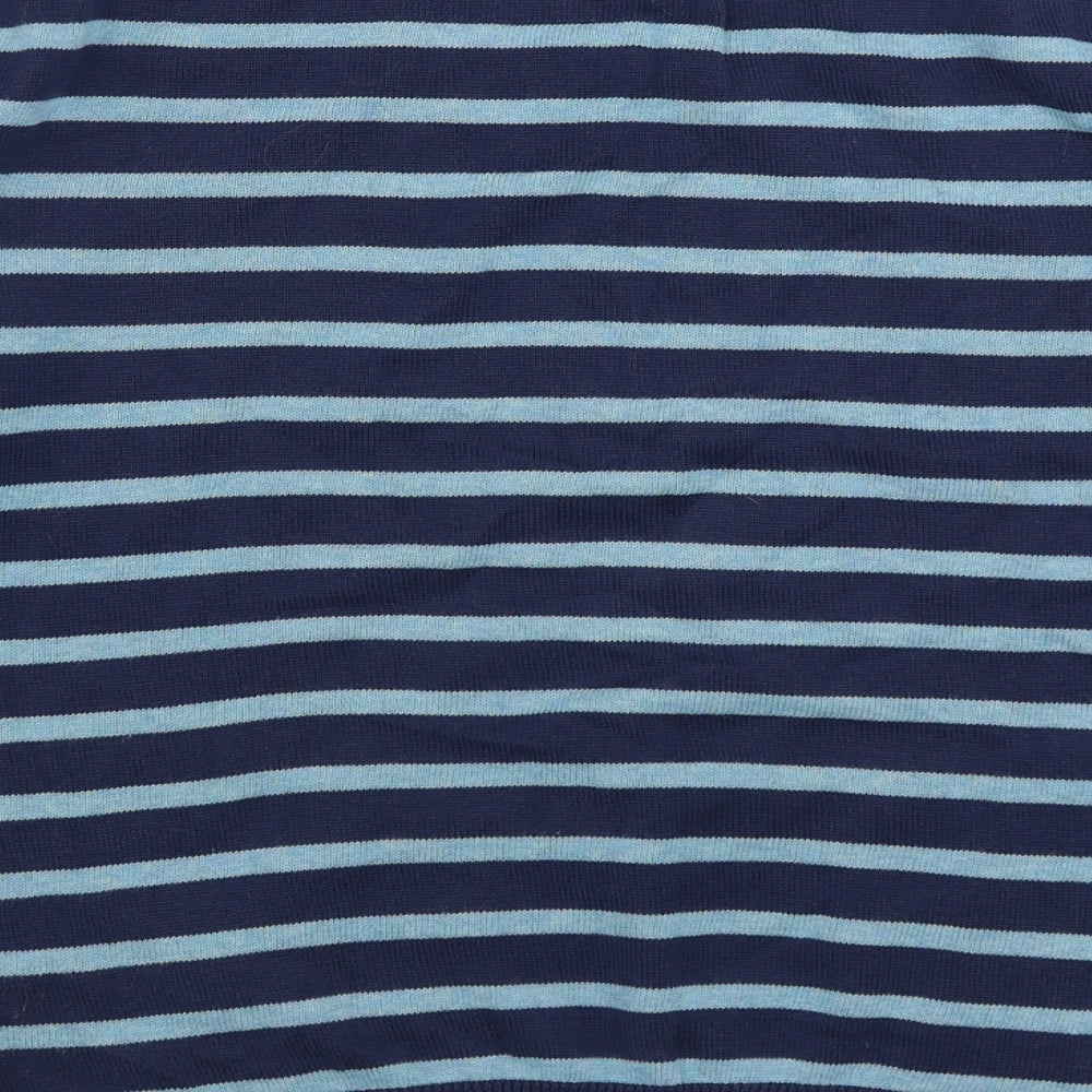 Marks & Spencer Womens Blue Round Neck Striped 100% Cotton Pullover Jumper Size 12