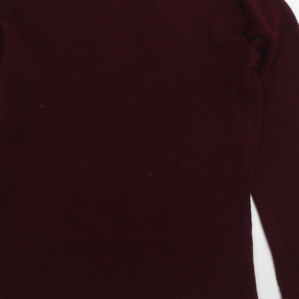 Debenhams Womens Red V-Neck Acrylic Pullover Jumper Size 10