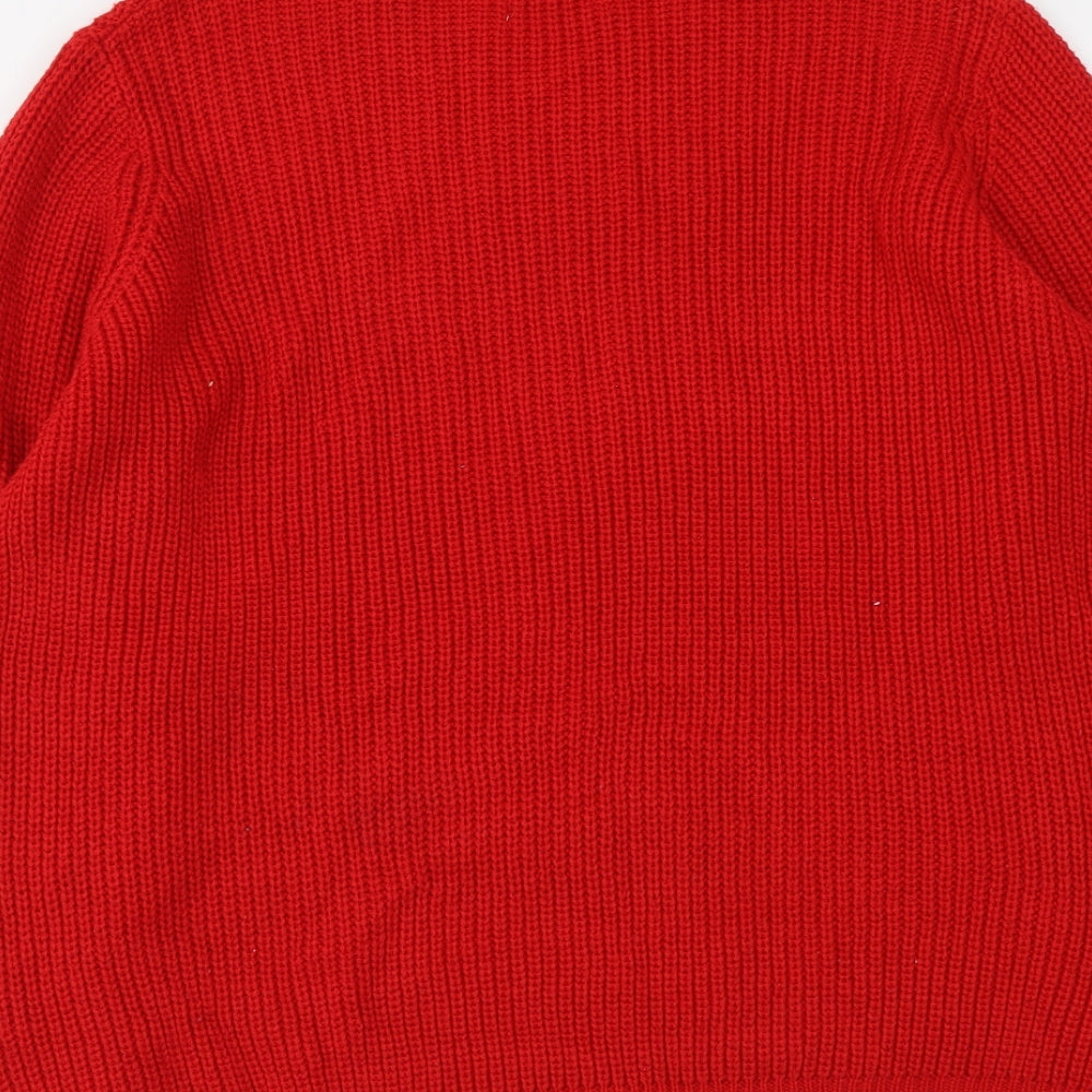 Papaya Womens Red Round Neck Acrylic Pullover Jumper Size L