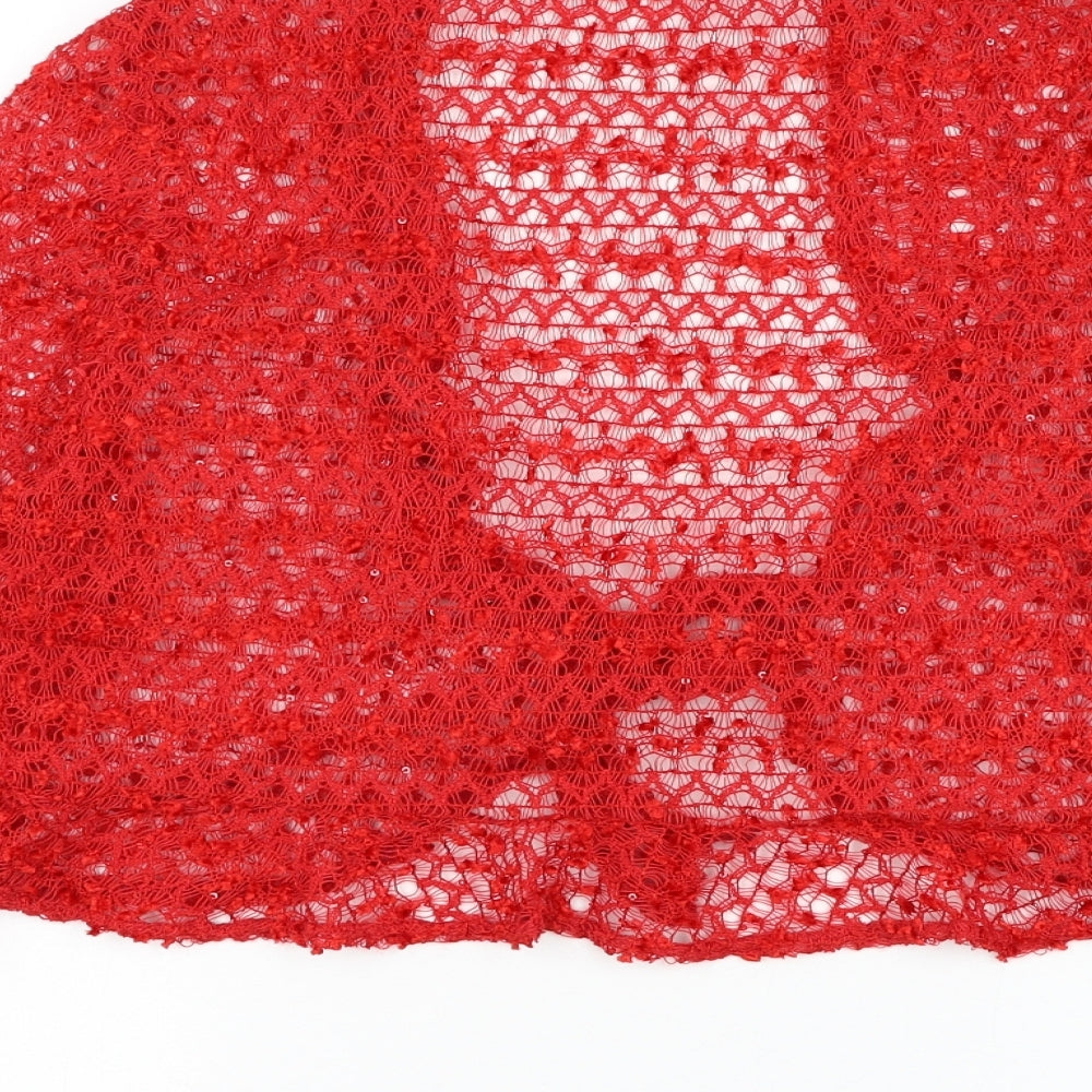 EWM Womens Red V-Neck Polyester Cardigan Jumper Size M