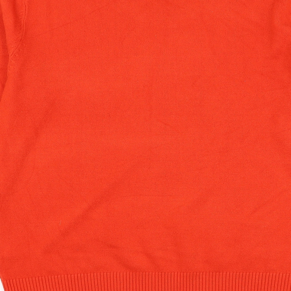 Preworn Womens Orange Round Neck Acrylic Pullover Jumper Size L