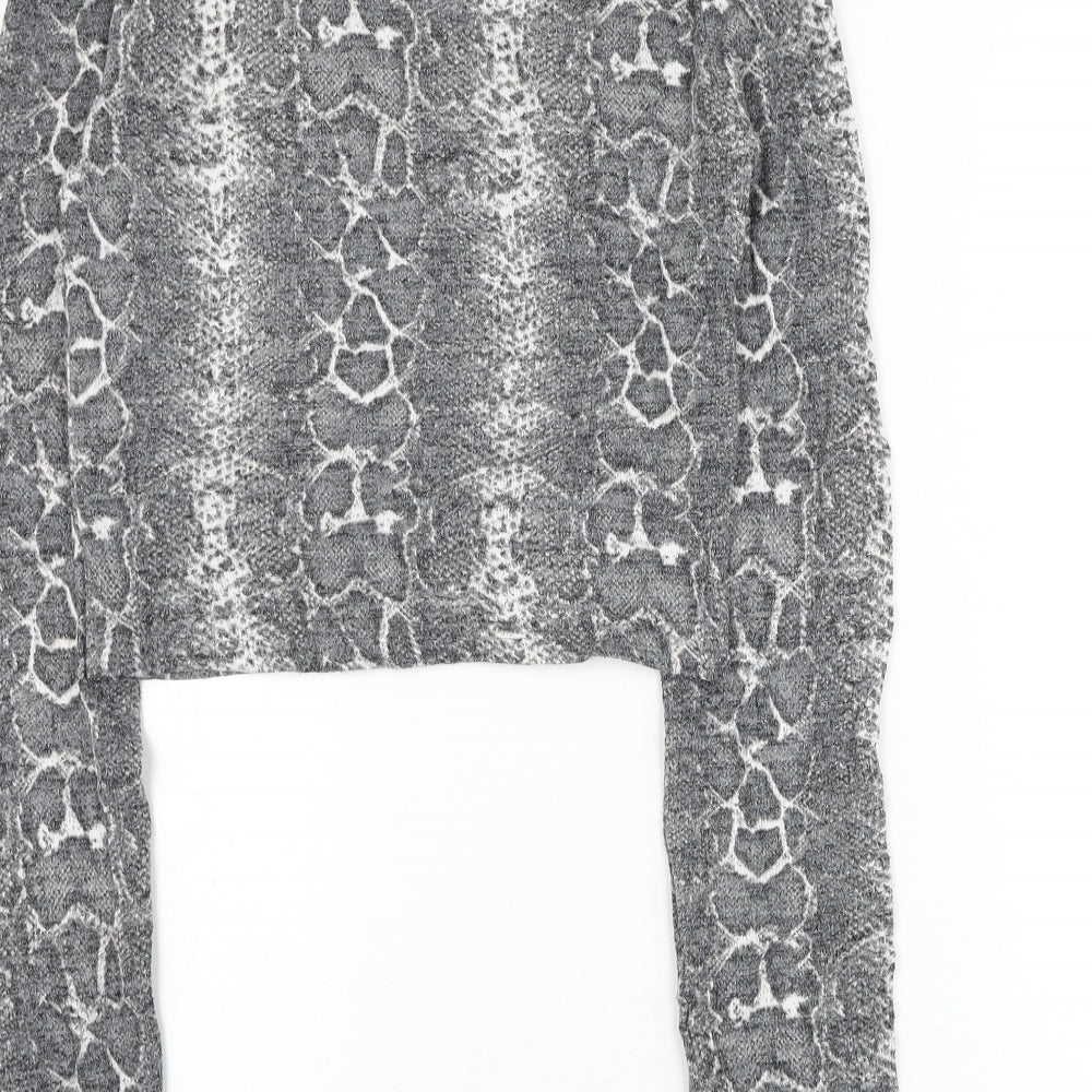 Zara Womens Grey Animal Print Viscose Basic Blouse Size S Round Neck - Snake Print