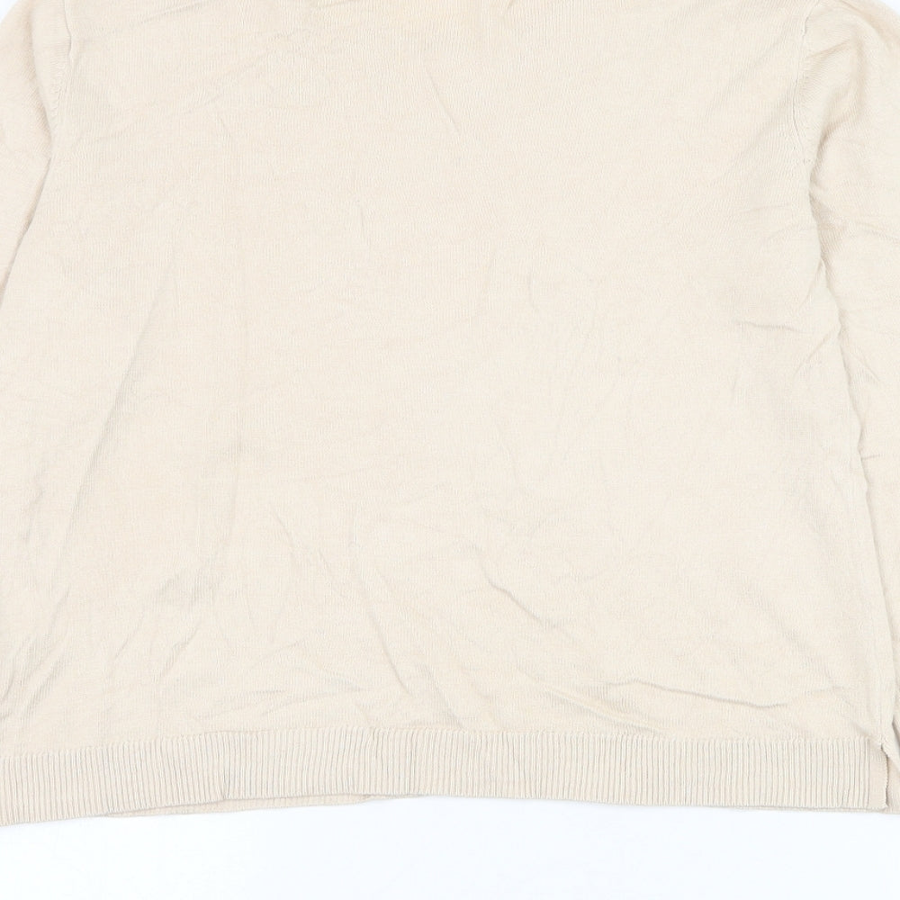 Oasis Womens Beige Round Neck Cotton Pullover Jumper Size L