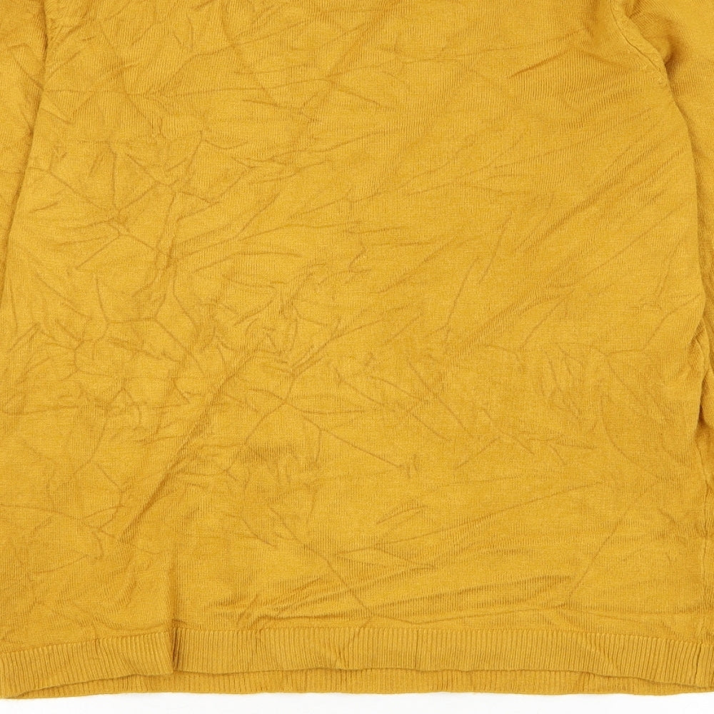 Bonmarché Womens Yellow Round Neck Floral Viscose Pullover Jumper Size 12