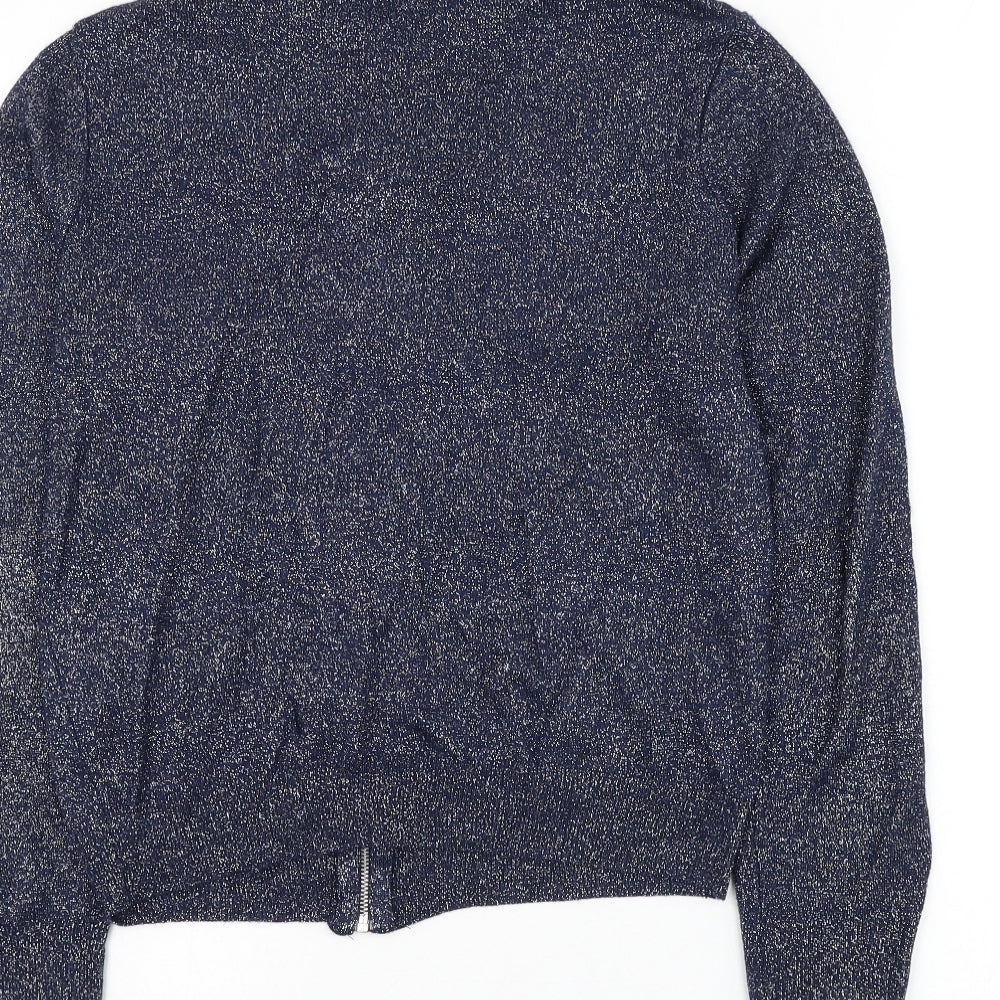 Atmosphere Womens Blue Round Neck Viscose Full Zip Jumper Size 10