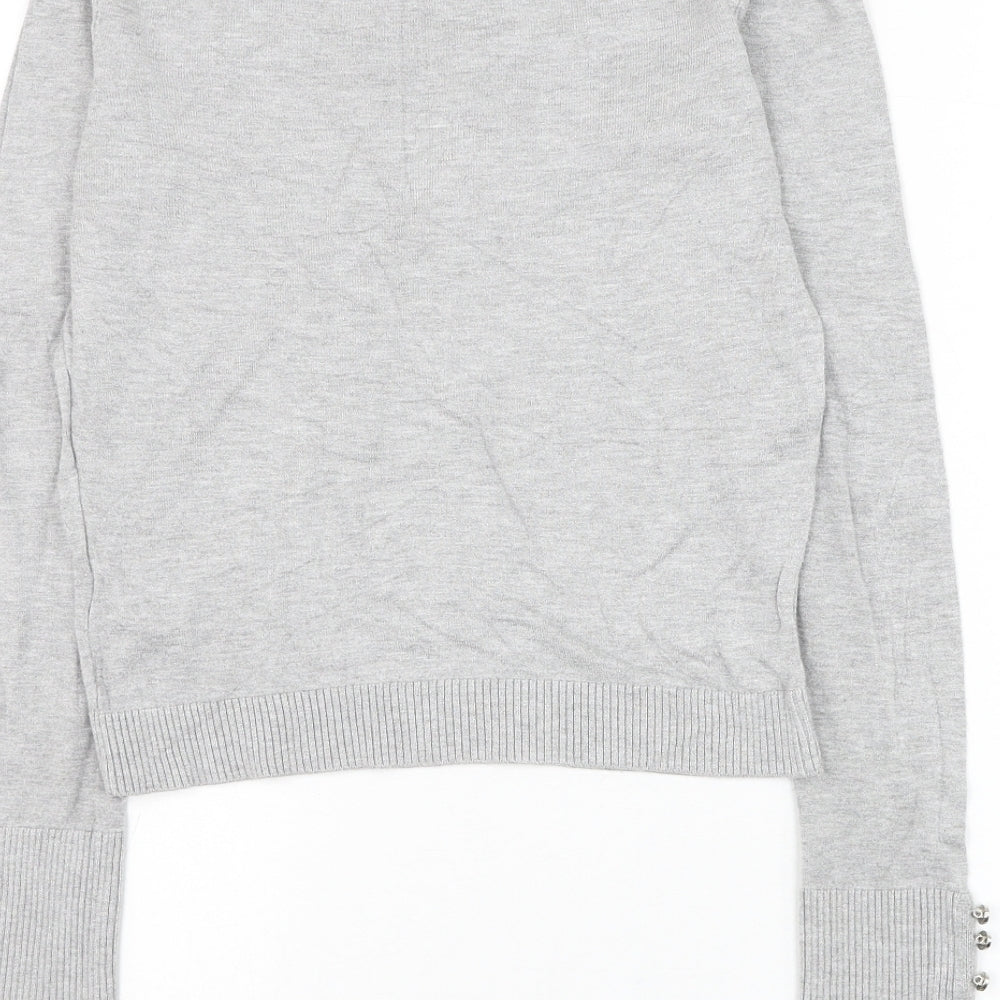 Topshop Womens Grey Mock Neck Viscose Pullover Jumper Size 12