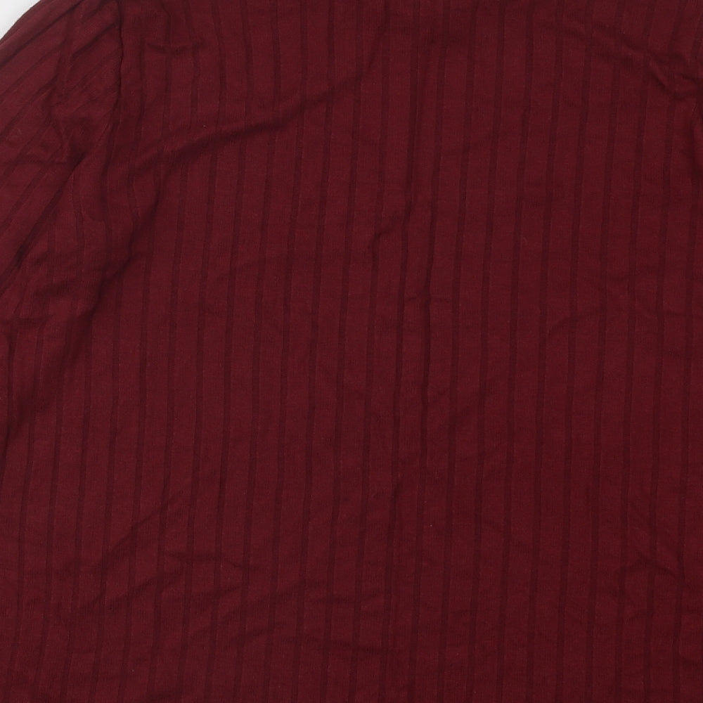 Papaya Womens Purple Mock Neck Striped Viscose Pullover Jumper Size 14