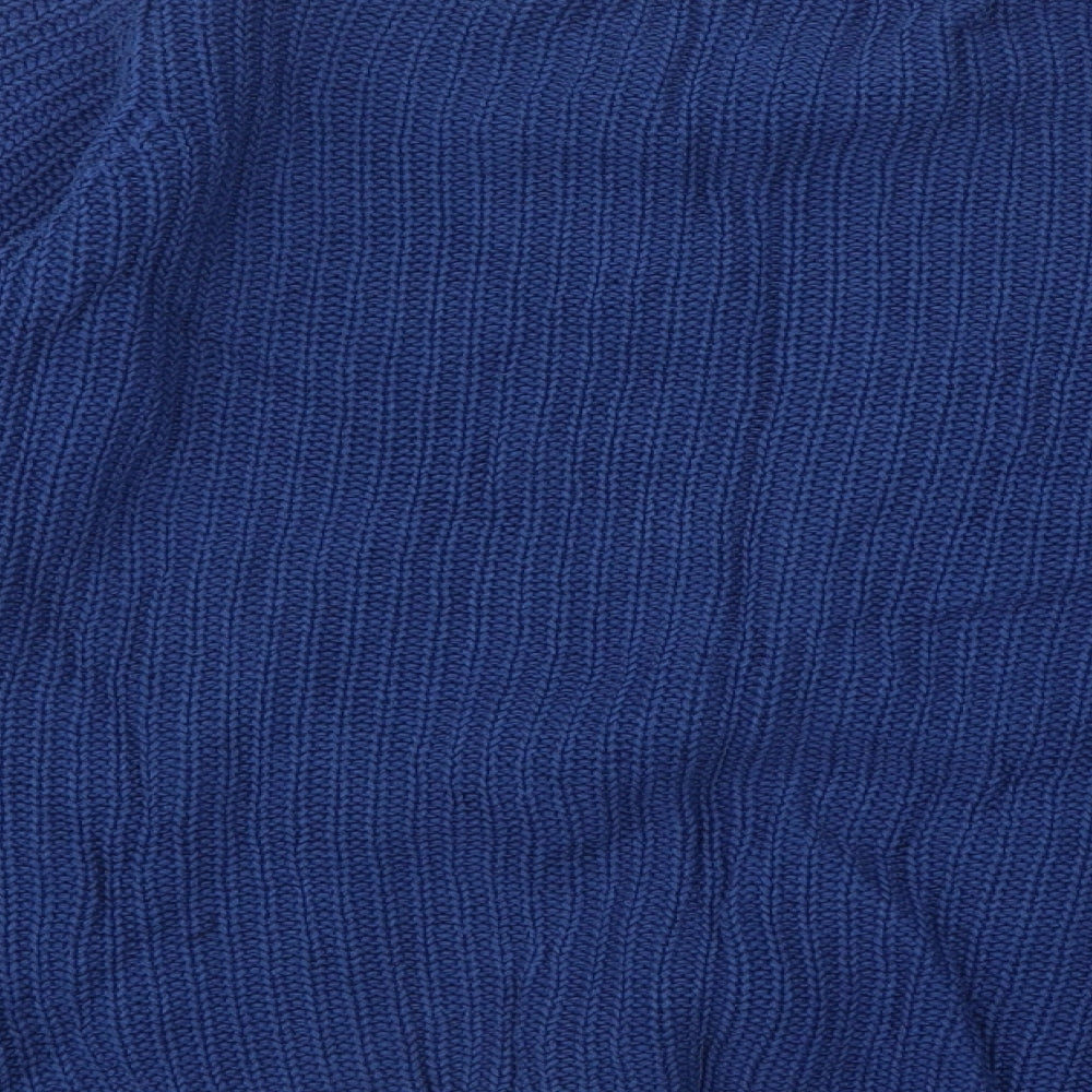 EWM Womens Blue Square Neck Cotton Pullover Jumper Size 12