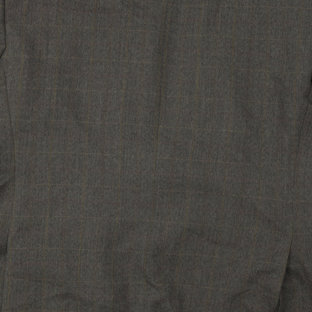 SCOTT Mens Brown Plaid Polyester Jacket Suit Jacket Size 44