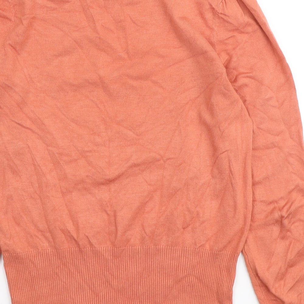 Oasis Womens Orange Mock Neck Viscose Pullover Jumper Size S