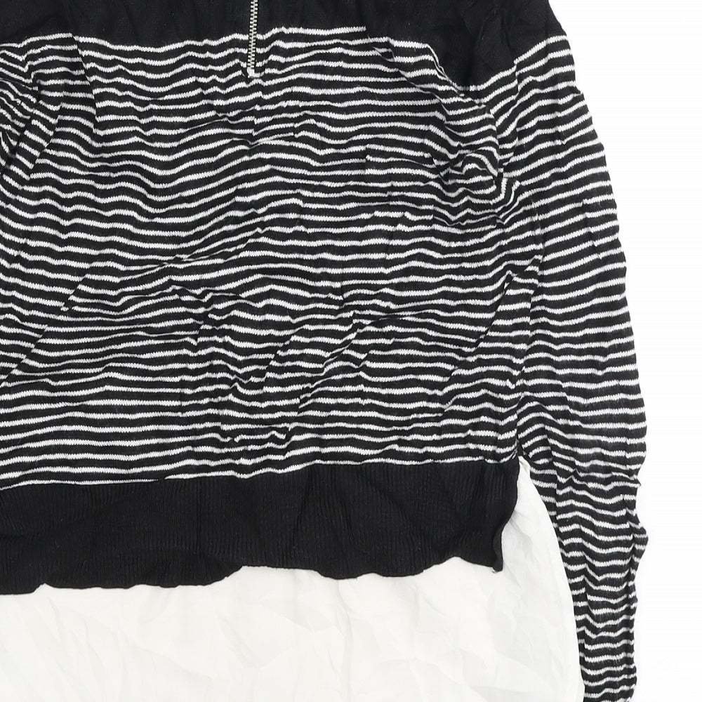 Atmosphere Womens Black Collared Striped Viscose Pullover Jumper Size 10