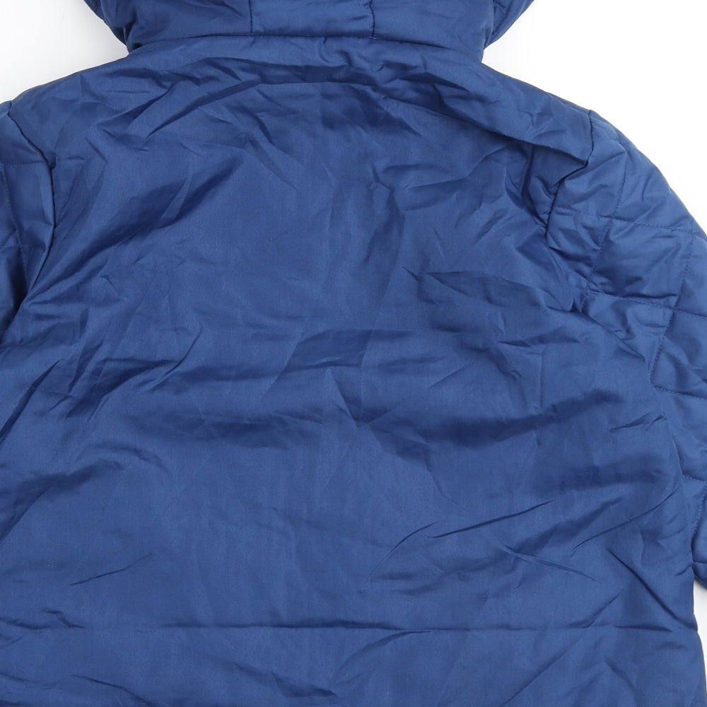 Anne De Lancay Womens Blue Quilted Coat Size M Zip