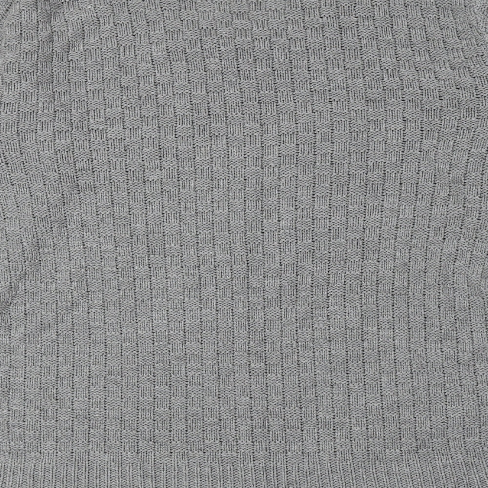 BE JEALOUS Mens Grey Crew Neck Acrylic Pullover Jumper Size M