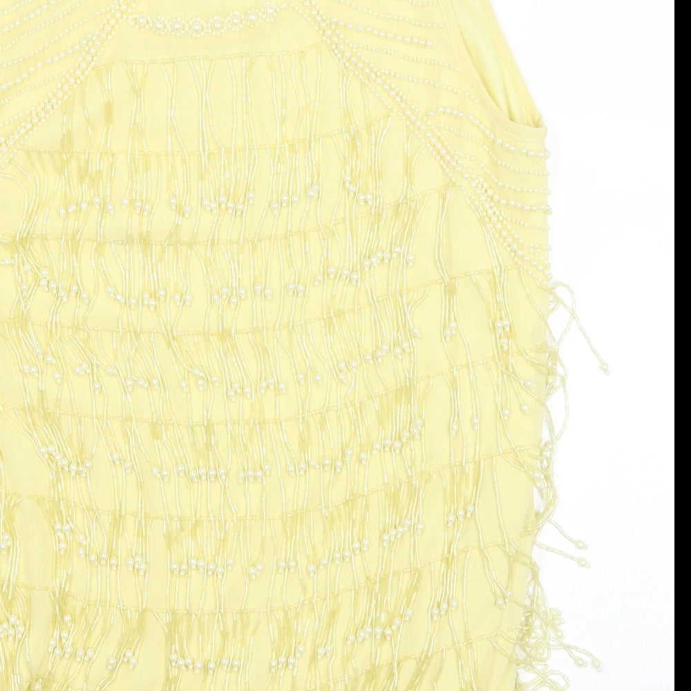 Joanna Hope Womens Yellow Polyester Basic Tank Size 14 Scoop Neck