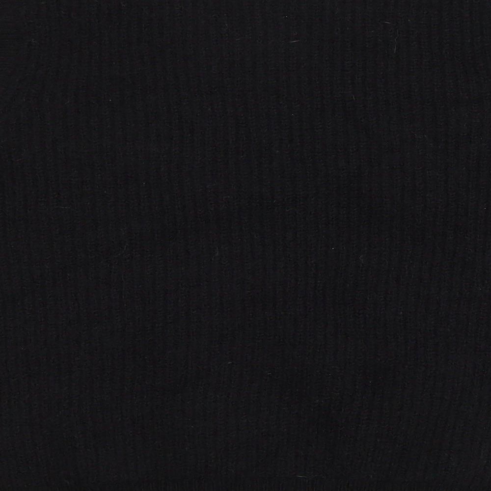 M&Co Womens Black Round Neck Floral Polyester Pullover Jumper Size 8