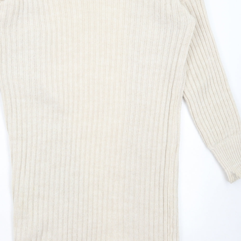 Preworn Womens Beige V-Neck Acrylic Cardigan Jumper Size S