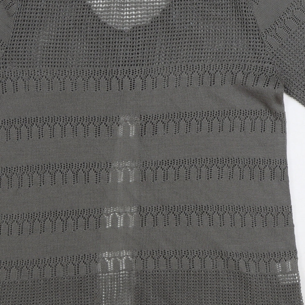 AMARANTO Womens Grey V-Neck Acrylic Cardigan Jumper Size 14