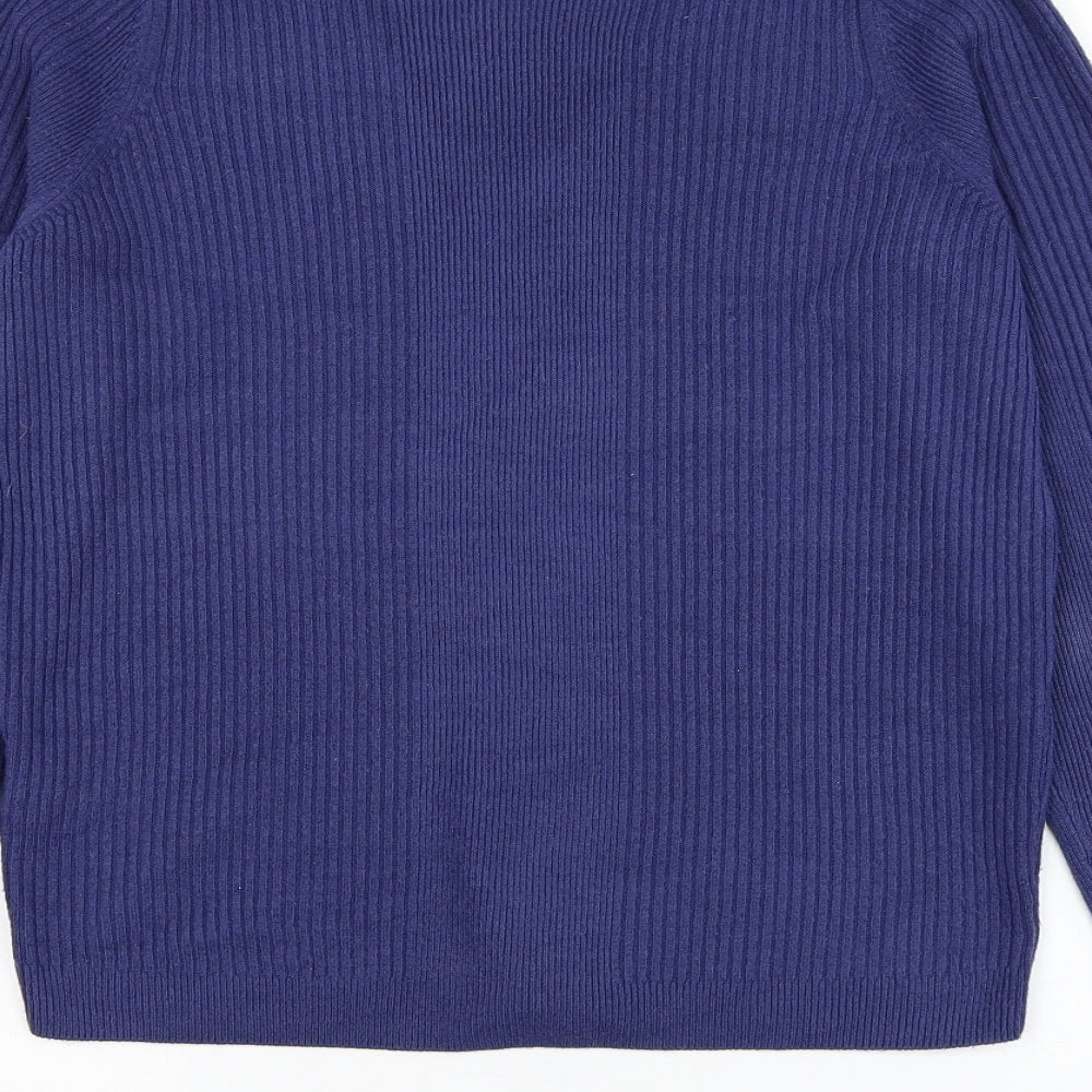 Marks & Spencer Womens Blue V-Neck Acrylic Pullover Jumper Size 10