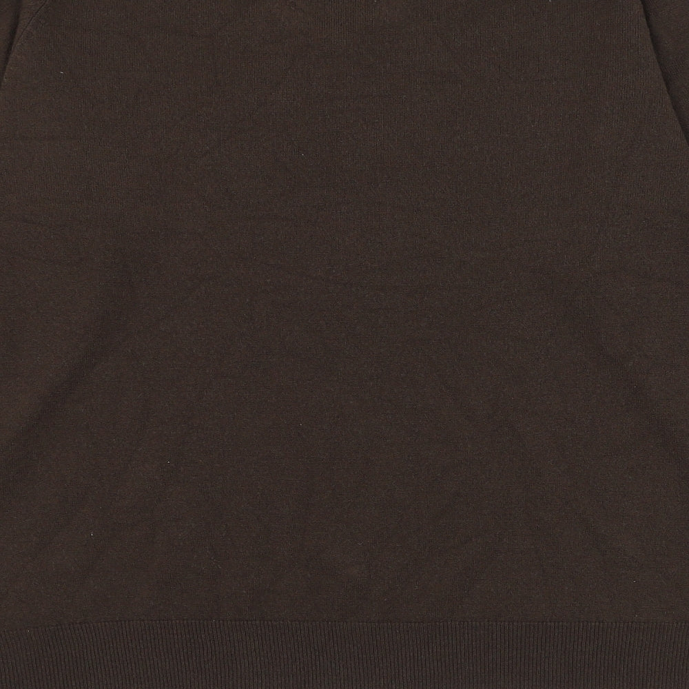 Marks & Spencer Mens Brown V-Neck Acrylic Pullover Jumper Size M