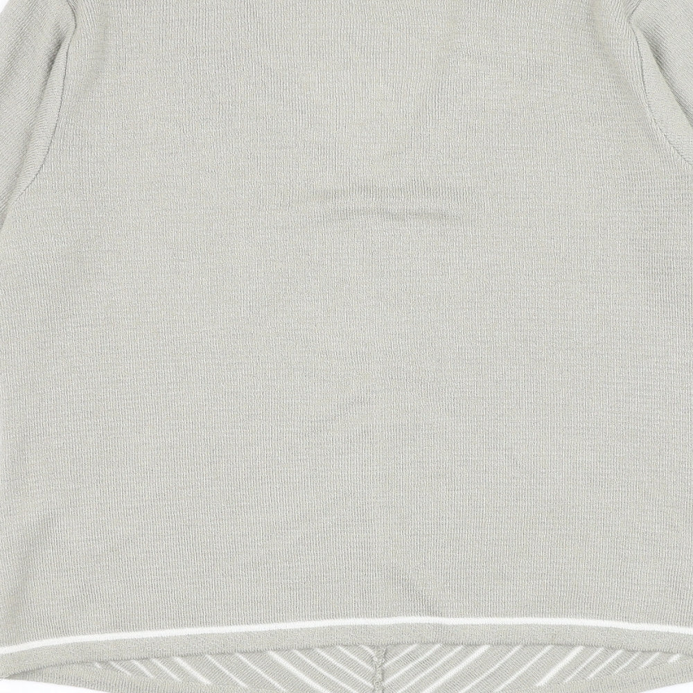 Berkertex Womens Grey V-Neck Striped Acrylic Pullover Jumper Size 14