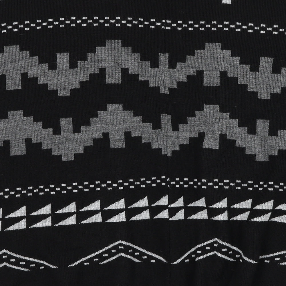 Atmosphere Womens Black V-Neck Geometric Acrylic Cape Jumper Size M