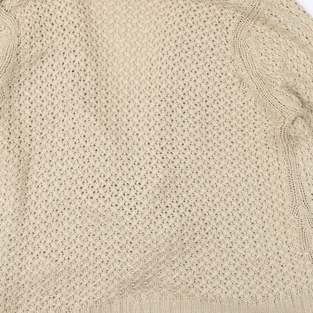 Debenhams Womens Beige V-Neck Acrylic Cardigan Jumper Size 14