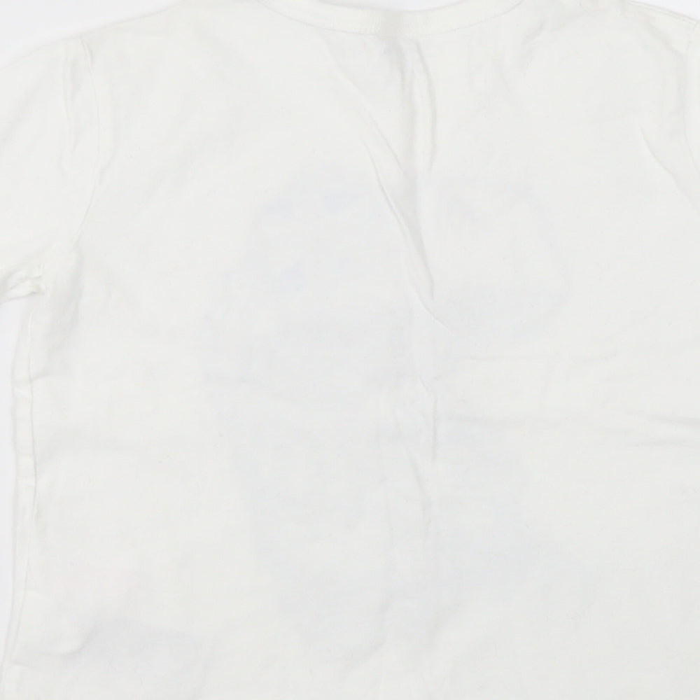 Gap Boys White Cotton Basic Polo Size 5 Years Round Neck Pullover - Dinosaur