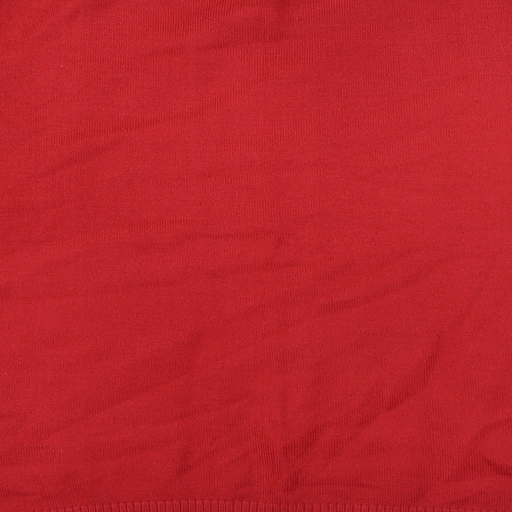 Preworn Womens Red Acrylic Basic T-Shirt Size L Round Neck